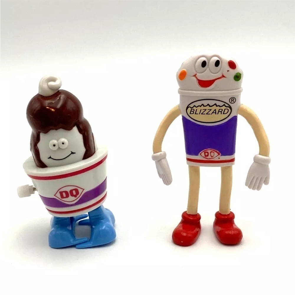 Dairy Queen DQ 1998 Toy Lot Wind-Up Sundae & Blizzard Mascot Bendy